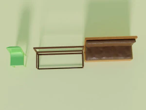 Plastic chair and sofa with rusty frame 3D Model