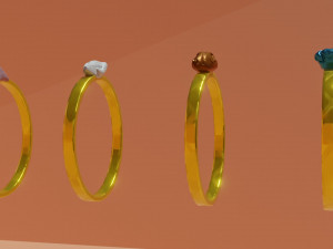 Gold rings with zodiac signs 3D मॉडल