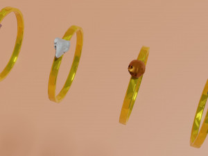 Gold rings with zodiac signs 3D 模型