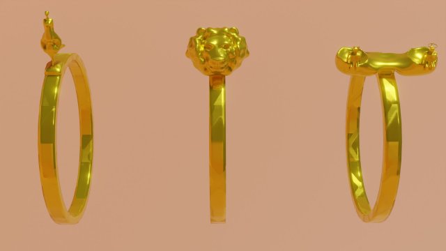 Three gold rings with zodiac signs 3D 모델 .c4d .max .obj .3ds .fbx .stl .blend 