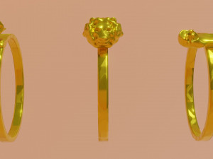 Three gold rings with zodiac signs 3D Model
