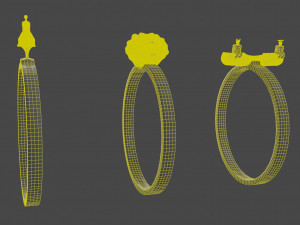 Three gold rings with zodiac signs 3D 모델