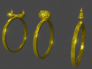Three gold rings with zodiac signs 3D 모델