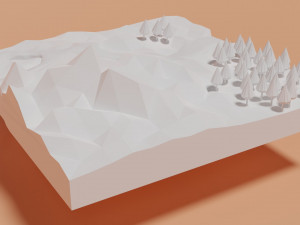 Landscape with river and trees Model 3D