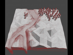 Landscape with river and trees Model 3D