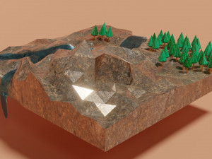 Landscape with river and trees Model 3D