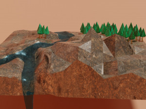 Landscape with river and trees Model 3D