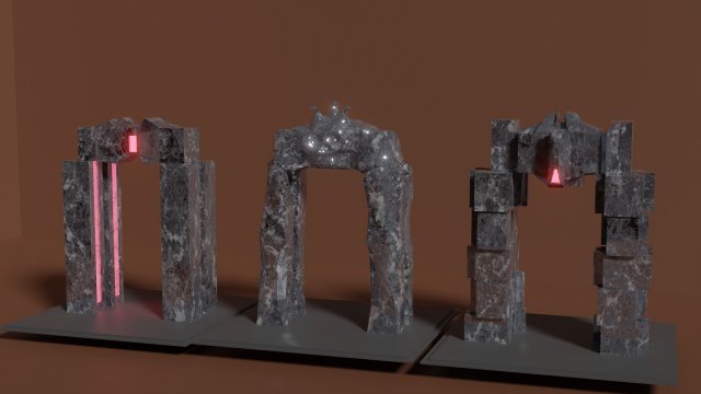 Set of stone arches or magic gates 3D मॉडल .c4d .max .obj .3ds .fbx .stl .blend 