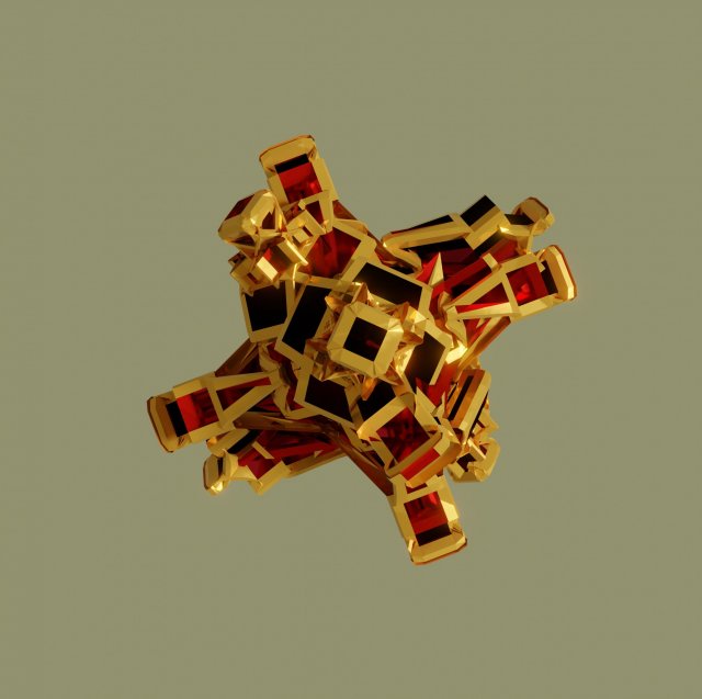Golden artifact with thick bulges 3D Модель .c4d .max .obj .3ds .fbx .stl .blend 