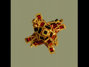 厚い膨らみを持つ黄金のアーティファクト 3Dモデル