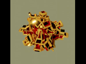 Golden artifact with thick bulges 3D Модель