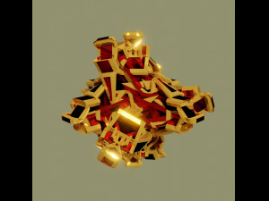 Golden artifact with thick bulges 3D Модель