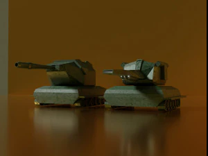 Two toy tanks 3D Model