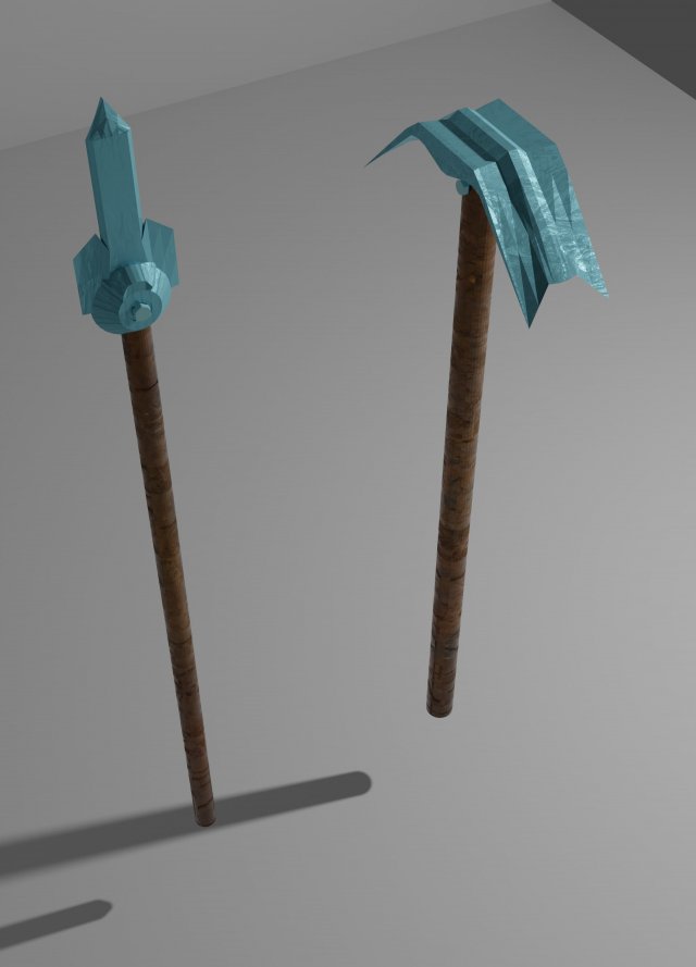 Spear and hoe Model 3D .c4d .max .obj .3ds .fbx .stl .blend 