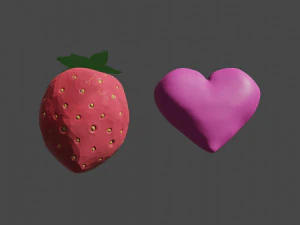 Heart and strawberry 3D Model