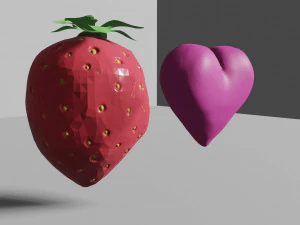 Heart and strawberry 3D Model