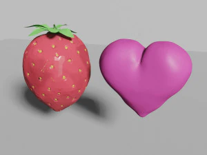 Heart and strawberry 3D Model