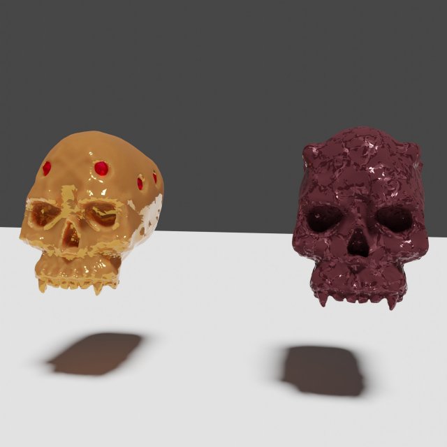 Golden and stone skulls Modelo 3D .c4d .max .obj .3ds .fbx .stl .blend 