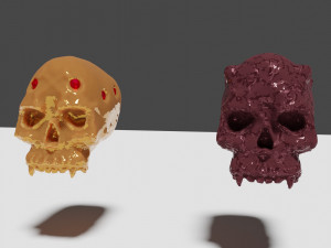 Golden and stone skulls 3D Model