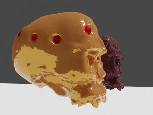 Golden and stone skulls 3D Model