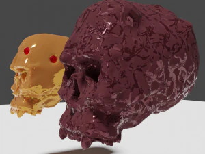 Golden and stone skulls 3D Model