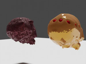 Golden and stone skulls 3D Model