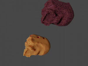 Golden and stone skulls 3D Model