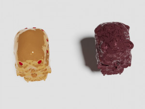 Golden and stone skulls Modelo 3D