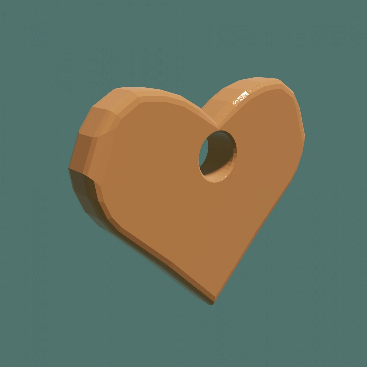Gold heart with hole 3D Model .c4d .max .obj .3ds .fbx .stl .blend