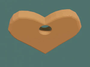 Gold heart with hole 3D Model
