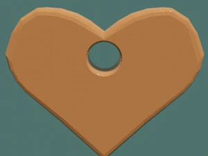 Gold heart with hole 3D Model