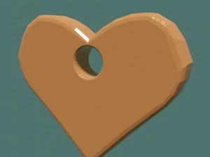 Gold heart with hole 3D Model