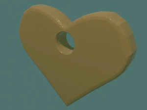 Gold heart with hole 3D Model
