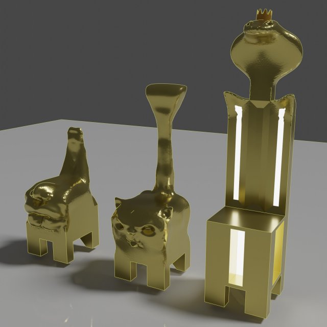 Three funny sculpture chairs 3D 모델 .c4d .max .obj .3ds .fbx .stl .blend 