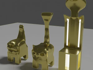 Drie grappige beeldenstoelen 3D Model