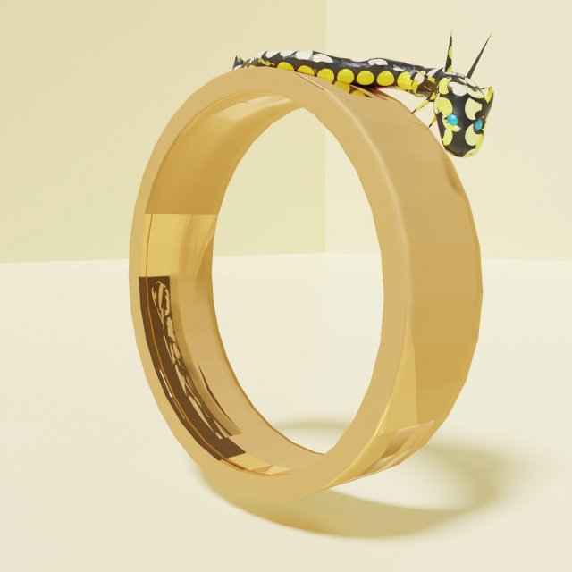Gold ring with mineral snake 3D मॉडल .c4d .max .obj .3ds .fbx .stl .blend 