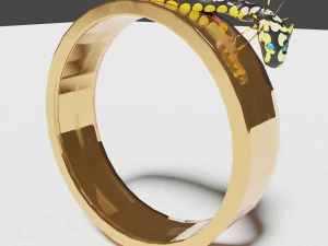 Gold ring with mineral snake 3D Model