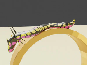 Gold ring with mineral snake 3D Model
