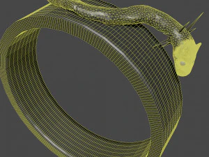 Gold ring with mineral snake 3D Model