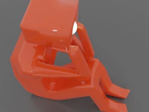 A sitting robot with a light bulb-eye 3D Model
