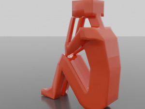 A sitting robot with a light bulb-eye Modello 3D