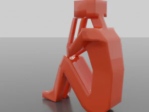 A sitting robot with a light bulb-eye 3D Model