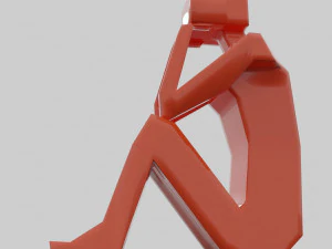 A sitting robot with a light bulb-eye 3D Model