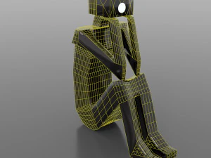 A sitting robot with a light bulb-eye 3D Model