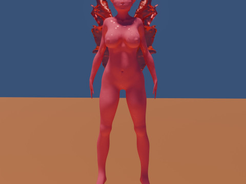 Demonic woman or character with wings 3D Model