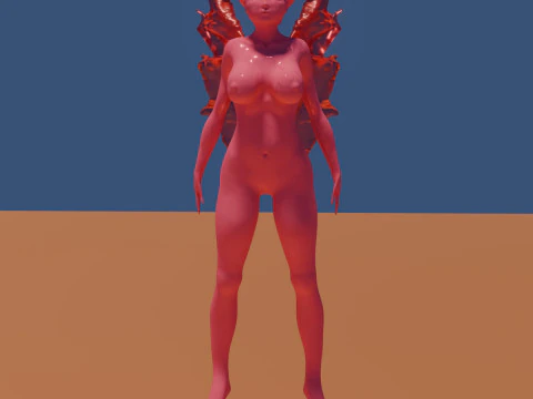 Demonic woman or character with wings 3D Model