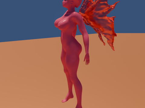 Demonic woman or character with wings 3D Model