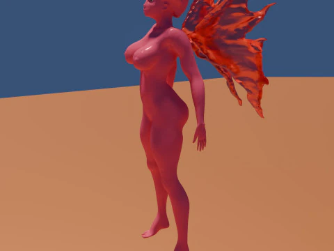 Demonic woman or character with wings 3D Model