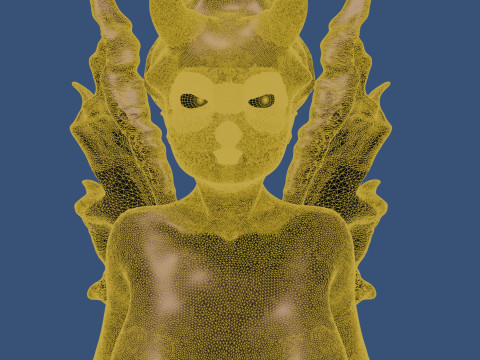 Demonic woman or character with wings 3D Model