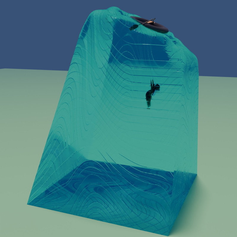 A piece of sea with a diver and an inflatable boat 3D 模型 .c4d .max .obj .3ds .fbx .stl .blend